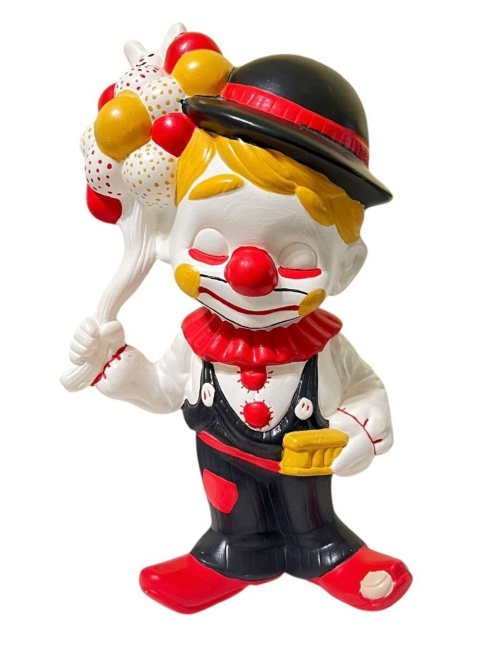 Clown Figurine Hobo Boy Balloon Vendor Hand-Painted Red Black Atlantic Mold Vtg